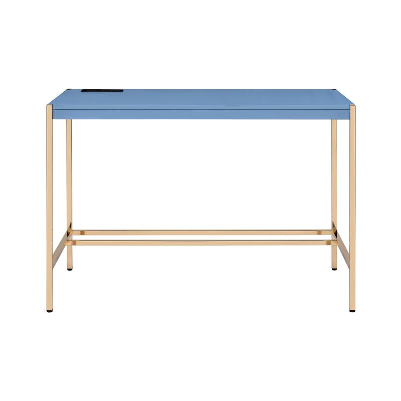 ACME Midriaks Writing Desk with USB Port in Navy Blue and Gold - Navy Blue/Gold