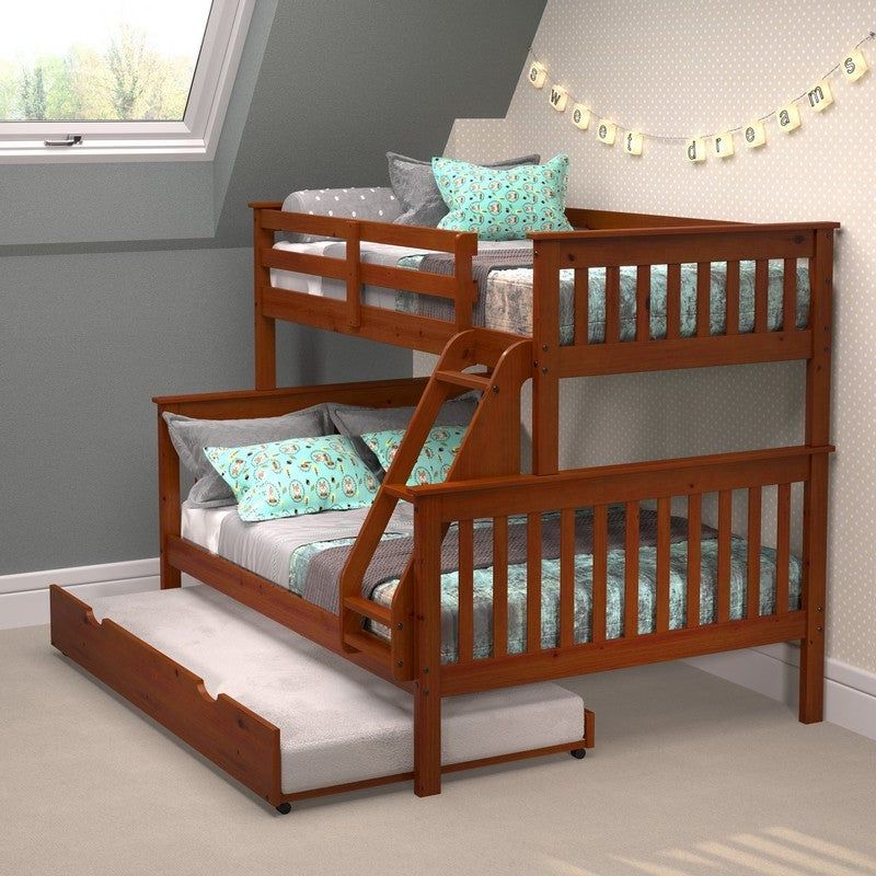 Twin over Full Mission Bunk Bed with Drawers or Twin Trundle - With Storage Drawers - Full