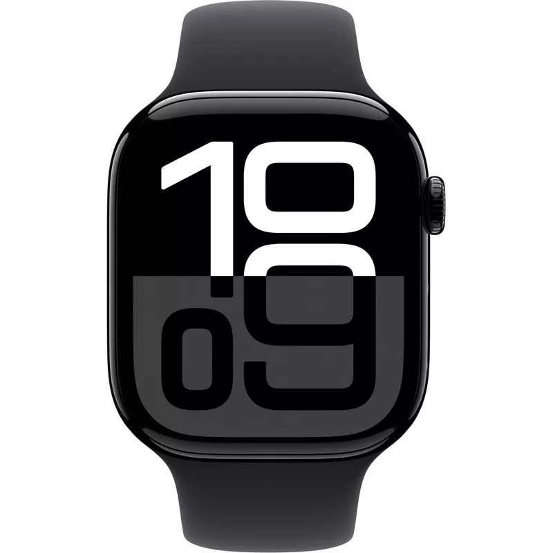 Apple Watch Series 10 (GPS+Cellular) 46mm Aluminum Case with Black Sport Band - S/M - Jet Black