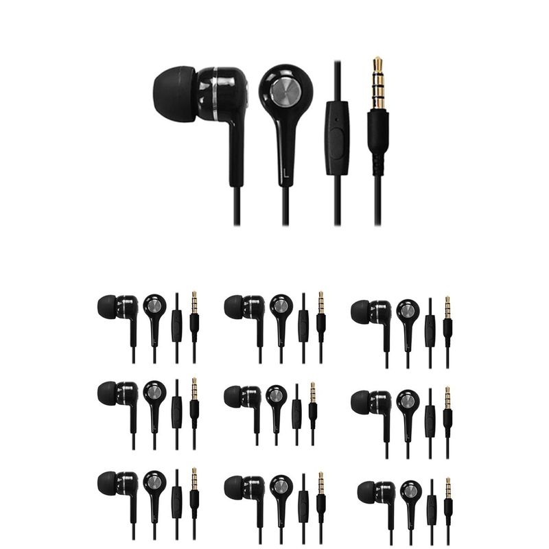 iMicro 10 Pack SP-IMT22 Wired In-Ear Earphones, Black