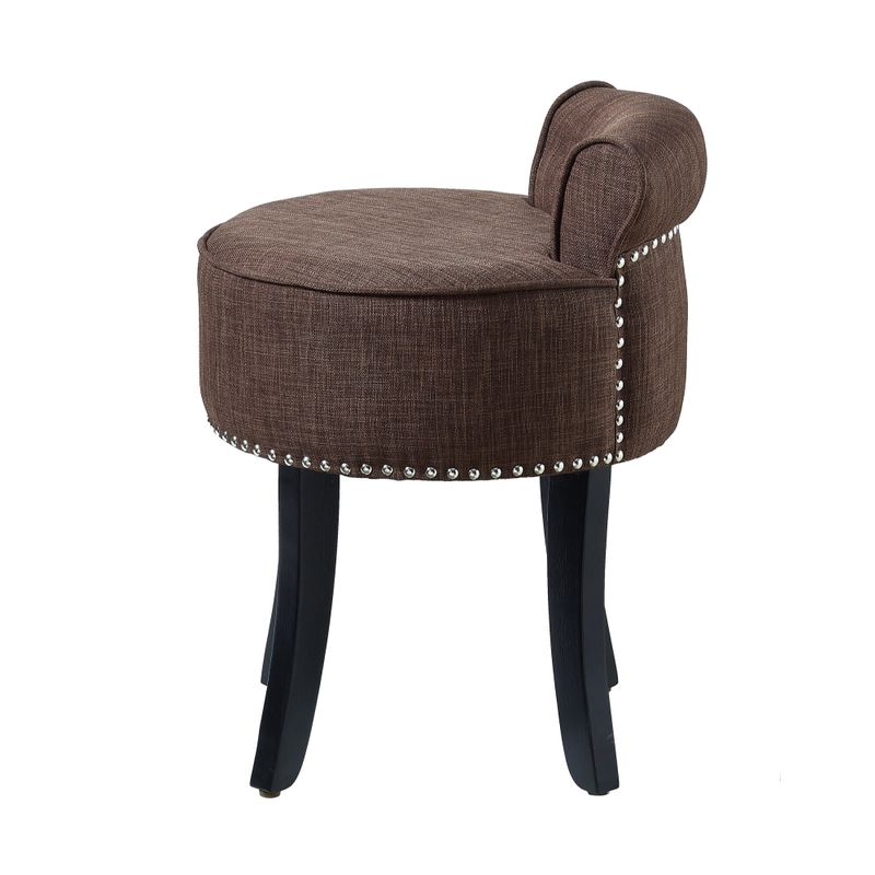 Copper Grove Meghri Linen-upholstered Vanity Stool with Rolled Back and Nailhead Trim - Cream White
