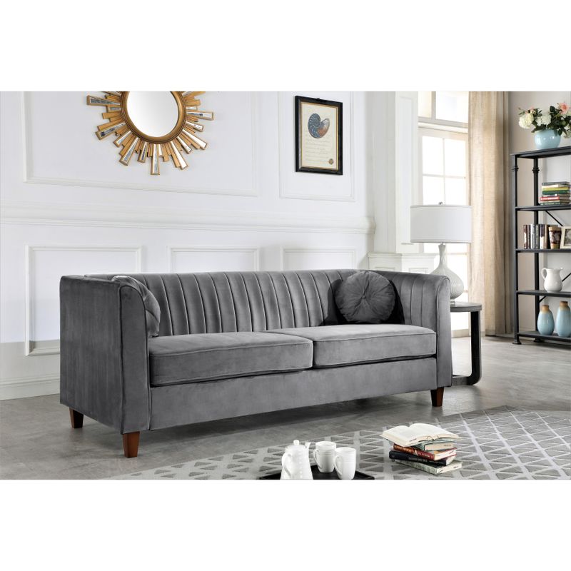 Lowery velvet Kitts Classic Chesterfield Living room seat-Loveseat and Sofa - Grey