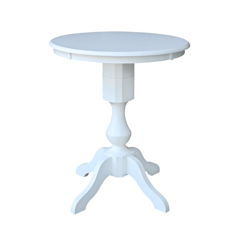 30" Round Pedestal Gathering Height Table With 2 X-Back Counter Height Stools
