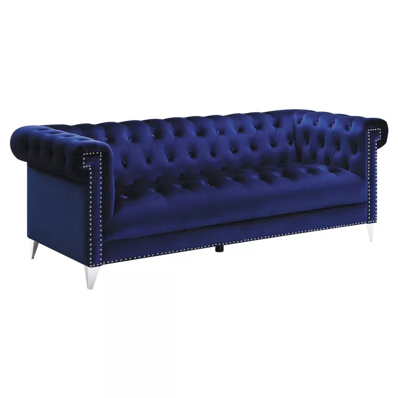 Bleker Tufted Tuxedo Arm Sofa Blue