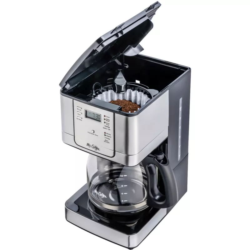 Mr. Coffee - 12-Cup Coffee Maker with Strong Brew Selector - Stainless Steel