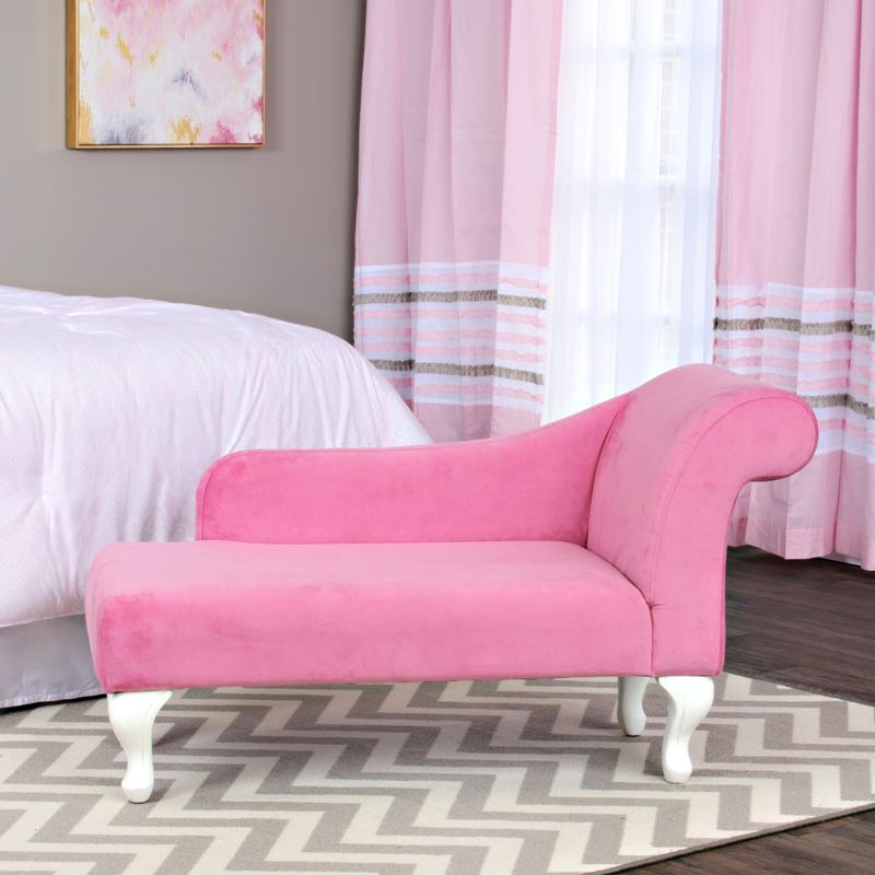 HomePop Juvenile Chaise Lounge in Pink Velvet - pink velvet