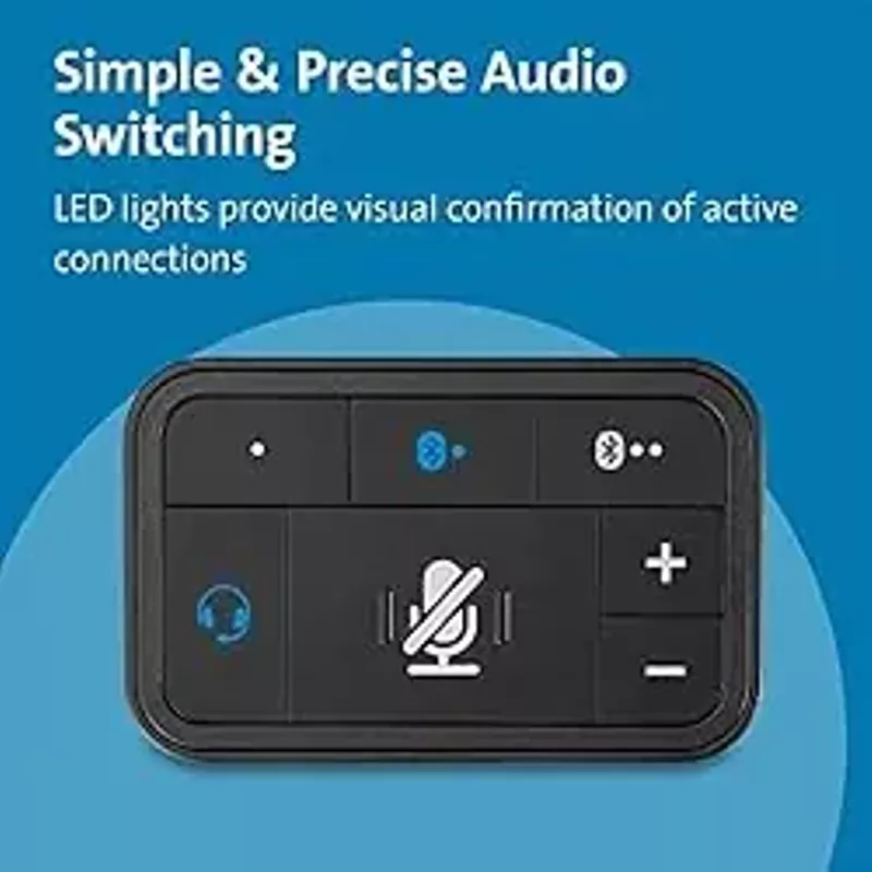 Kensington Universal 3-in-1 Pro Audio Headset Switch (K83300WW), Black, 3.26 x 2.2 x 1.1 in