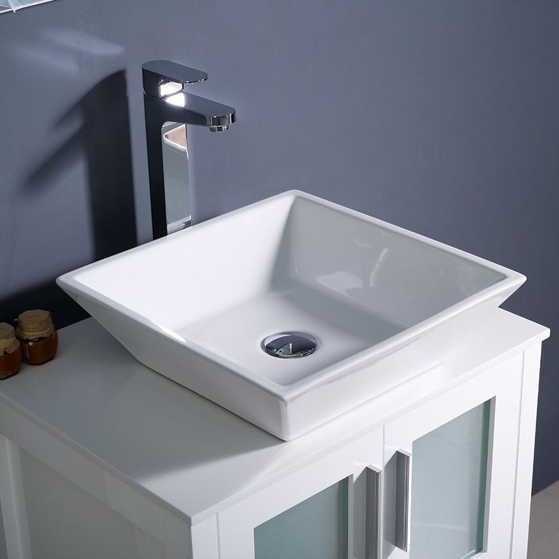 Fresca Torino 24-inch White Modern Bathroom Vanity with Vessel Sink - White