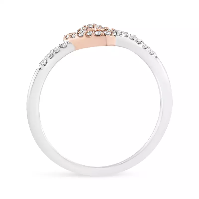 14K Rose Gold Plated and White .925 Sterling Silver 1/5 Cttw Round-Cut Diamond Open Heart Promise Ring (I-J Color, I2-I3 Clarity) - Ring Choice of Size