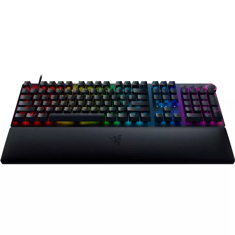 Razer - Huntsman V2 Full Size Wired Optical Purple Clicky Switch Gaming Keyboard with Chroma RGB Backlighting - Black