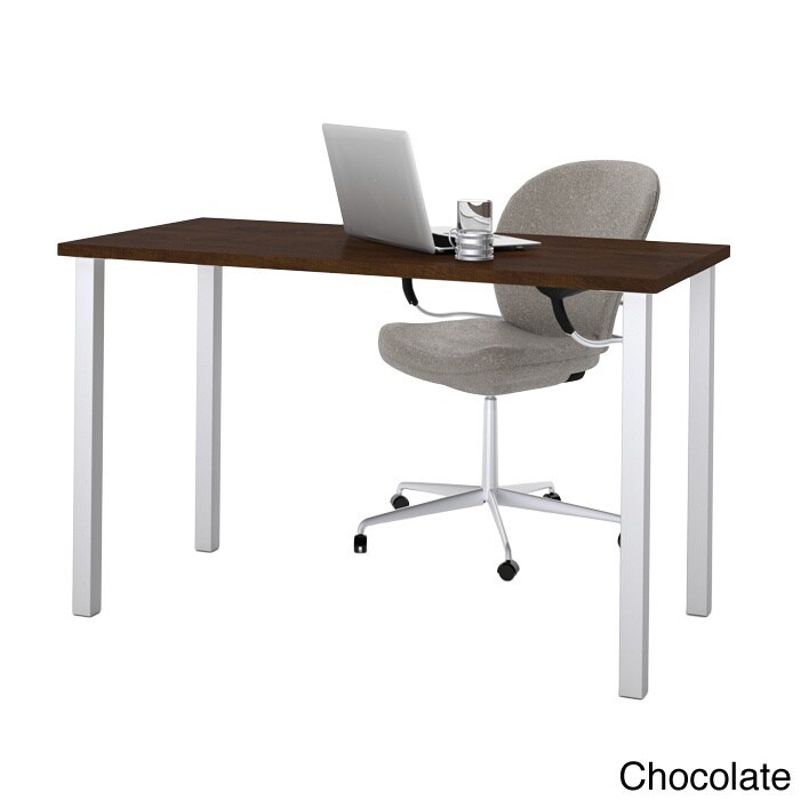 Bestar Square Metal Leg Work Table - Chocolate