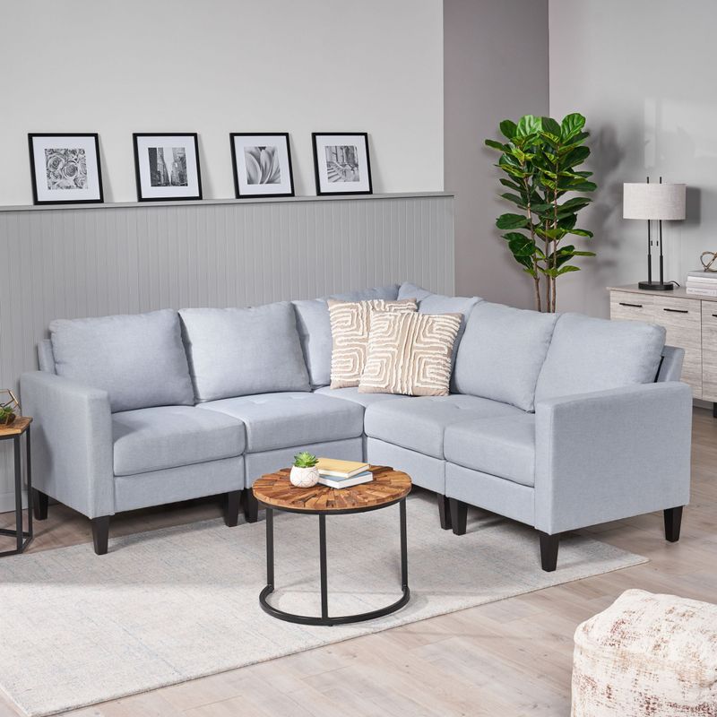Zahra Modern Fabric  5-piece Sofa Sectional by Christopher Knight Home - DARK GREY