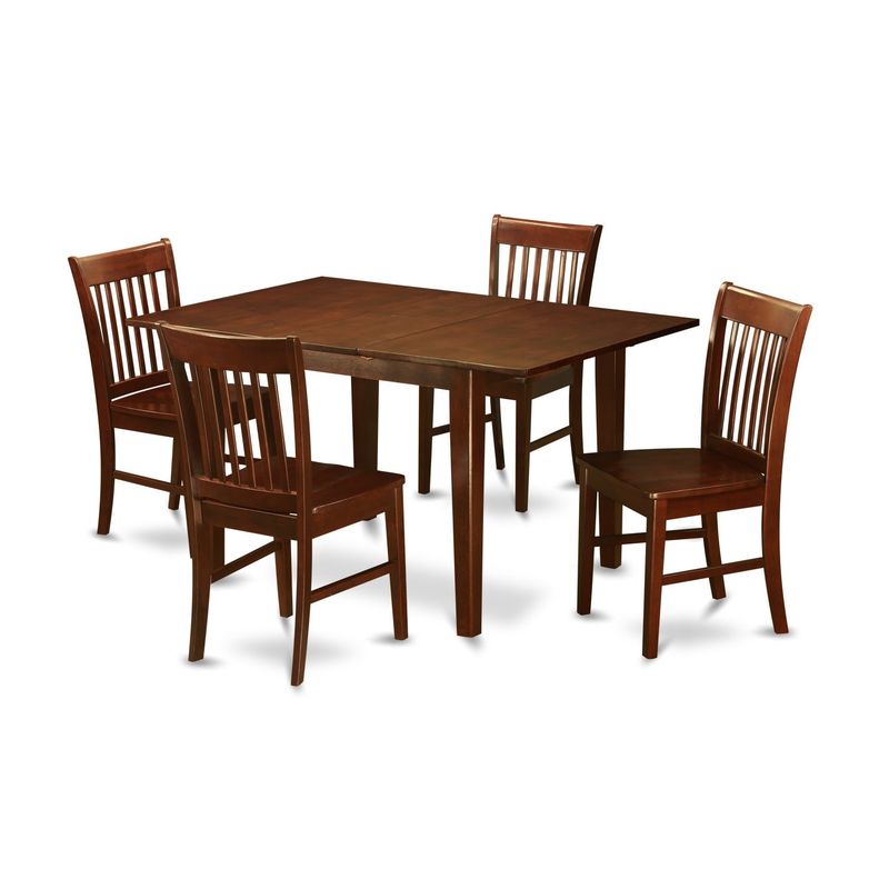 5-piece Kitchen Nook Small Dining Table and 4 Dining Room Chairs - Wood seat