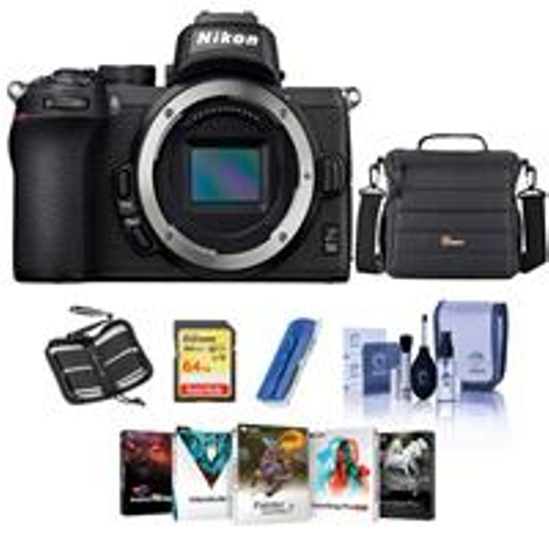 Nikon Z50 Mirrorless Camera Body - Bundle With Camera Case, 64GB SDXC Memory Card, Cleaning kit, Memory Wallet, Card Reader, PC...
