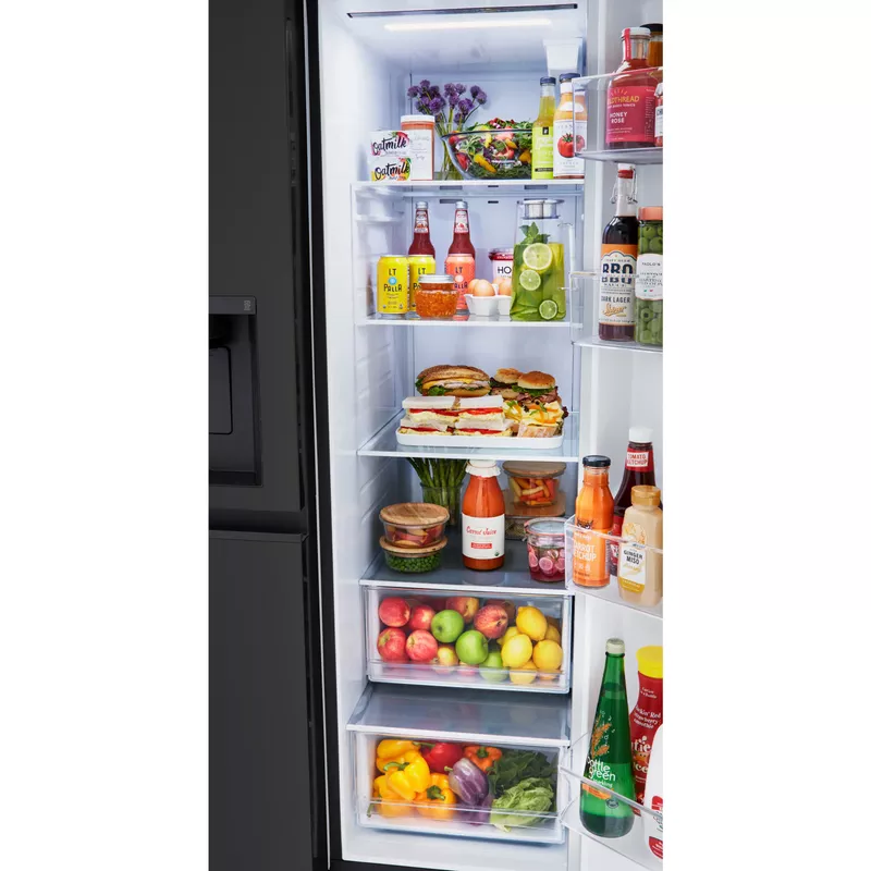 LG 27-Cu. Ft. Side-by-Side Refrigerator, Smooth Black