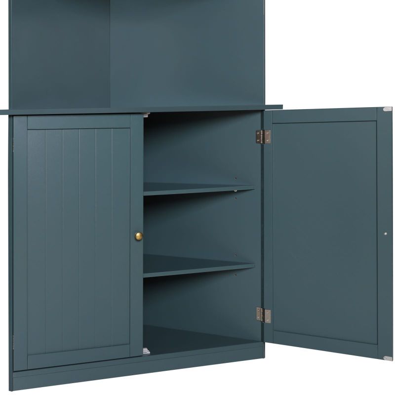 VEIKOUS 71'' Tall Corner Cabinet Storage with Doors and Shelves - Painted - Blue