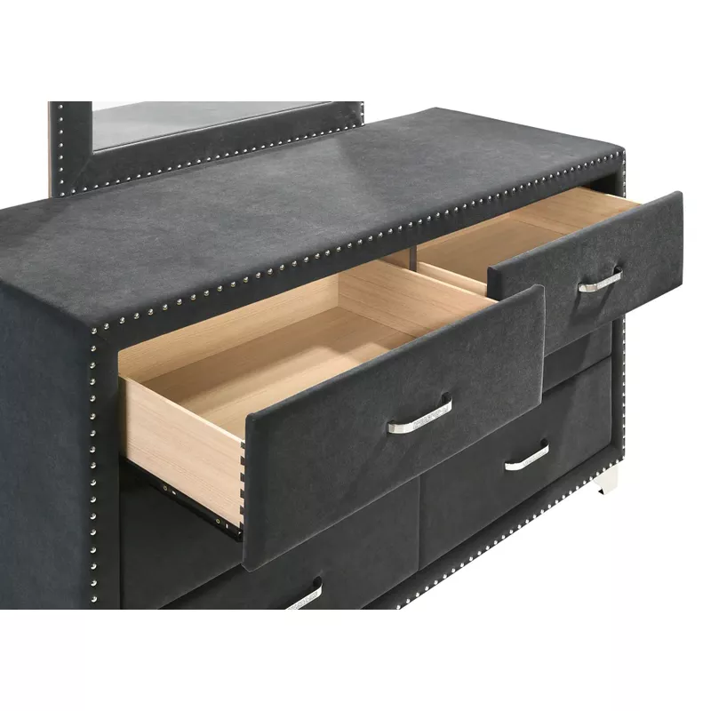 Melody 6-drawer Upholstered Dresser Grey