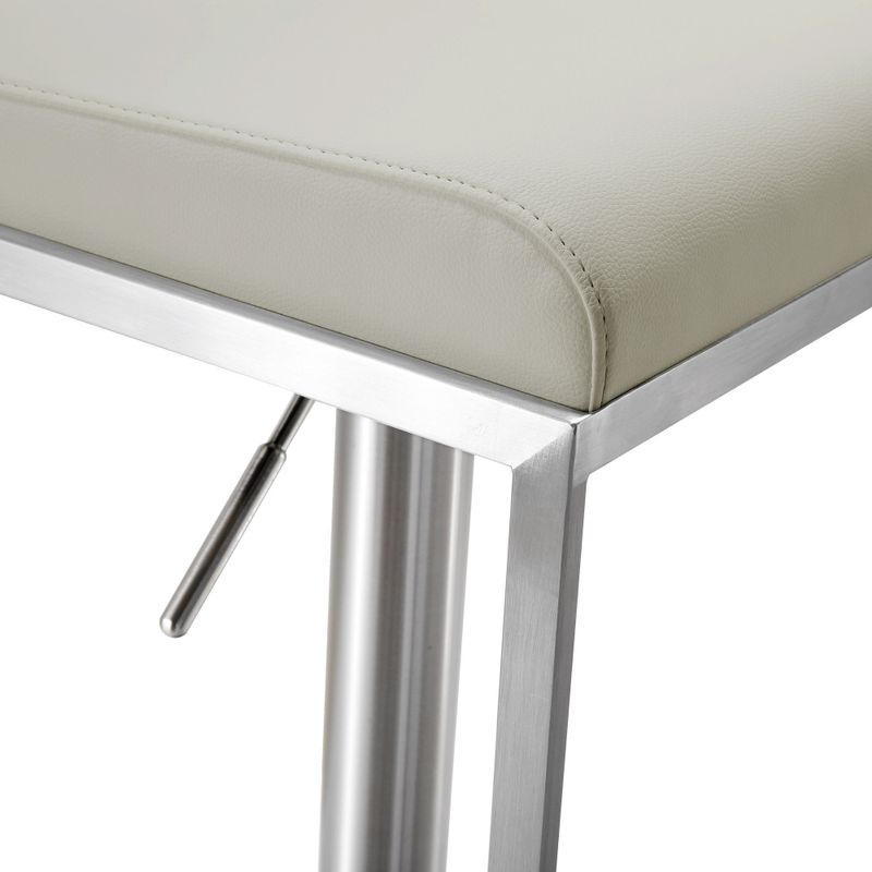 Amalfi Light Grey Faux Leather Stainless Steel Bar Stool - Amalfi Light Grey Stainless Steel Barstool