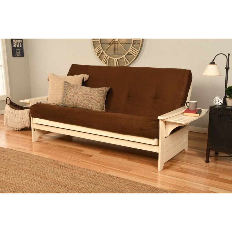 Copper Grove Dixie Futon Frame in Antique White Wood with Innerspring Mattress - Peter's Cabin