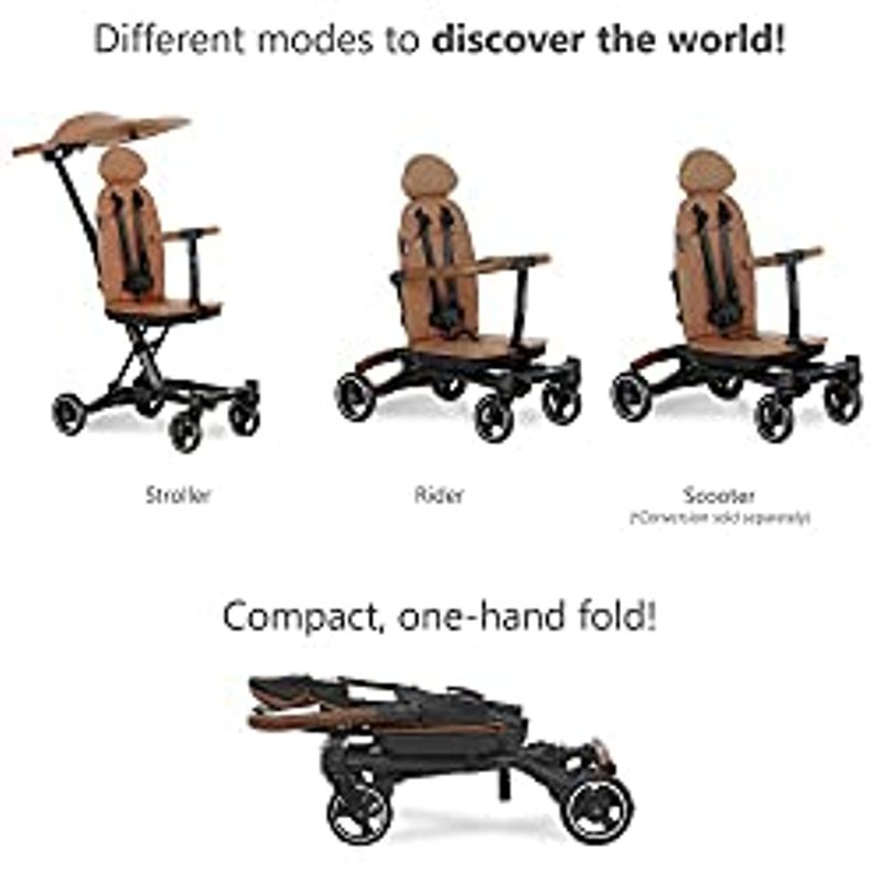Evolur Cruise Rider Stroller with Canopy, Lightweight Umbrella Stroller with Compact Fold, Easy to Carry Travel Stroller - Cognac
