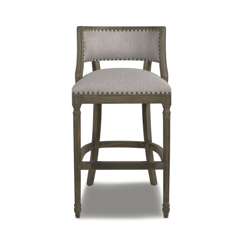 Paris French Farmhouse Low Back Counter or Bar Stool - Vintage Black Brown - Faux Leather - Counter Height - 23-28 in.