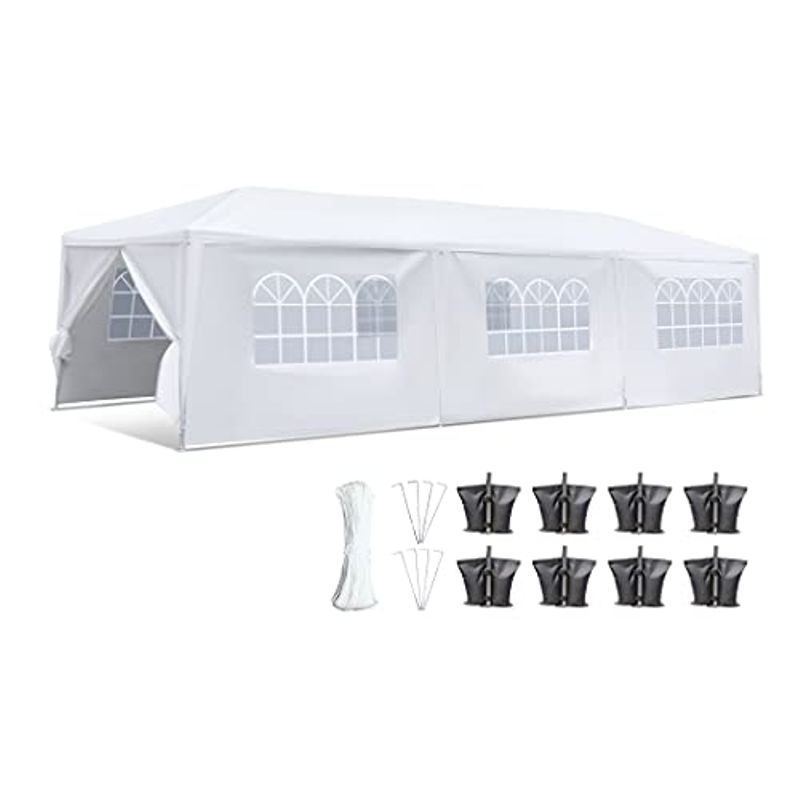 Pop Up Canopy Tent 10x30 - Portable Commercial Instant Shelter Foldable/Collapsible Sun Shade Canopy Pop Up Tent w/ 4 Walls, Waterproof...