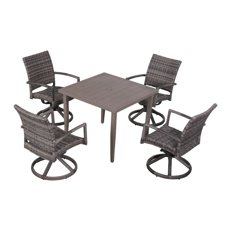 LSI 5 Piece Dining Set with Swivel Rocker Chairs - Grey - 5-Piece Sets