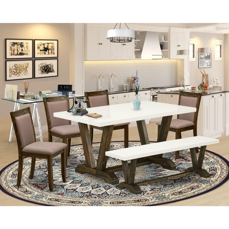 East West Furniture  Modern Dining Set - Parson Chairs and 1 Dining Room Table (Pieces Option) - V726MZ748-7