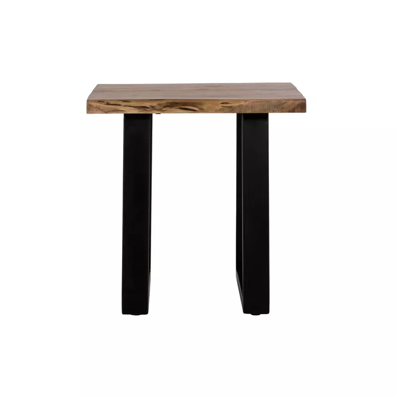 Hamilton 24 in. Natural Acacia Wood Accent End Table with Black Metal Legs