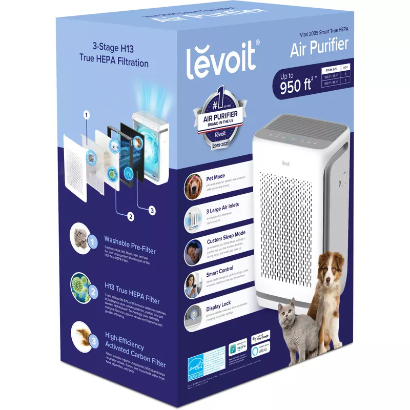 Levoit - Vital 200S Smart True HEPA Air Purifier with Pet Mode - White/Grey