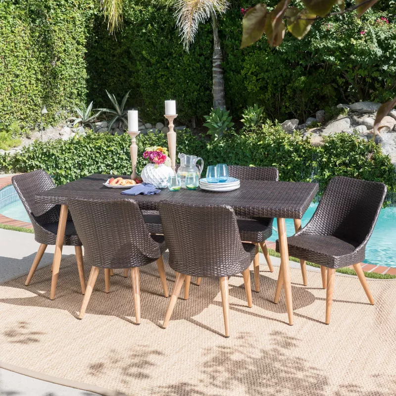 Delphi Outdoor 7-piece Rectangle Dining Set by Christopher Knight Home - Brown - 7-Piece Sets