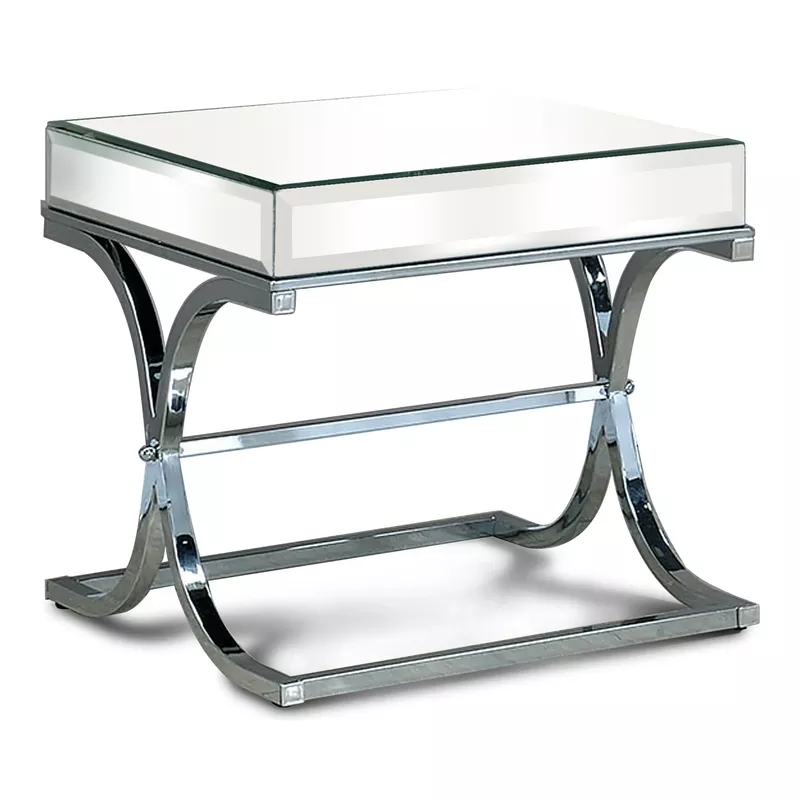 Contemporary Metal Square End Table in Chrome