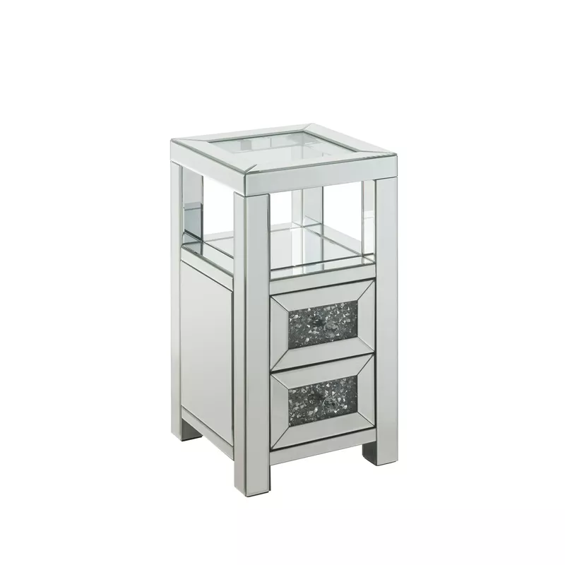 Rent to own ACME Noralie Accent Table, Clear Glass, Mirrored & Faux ...