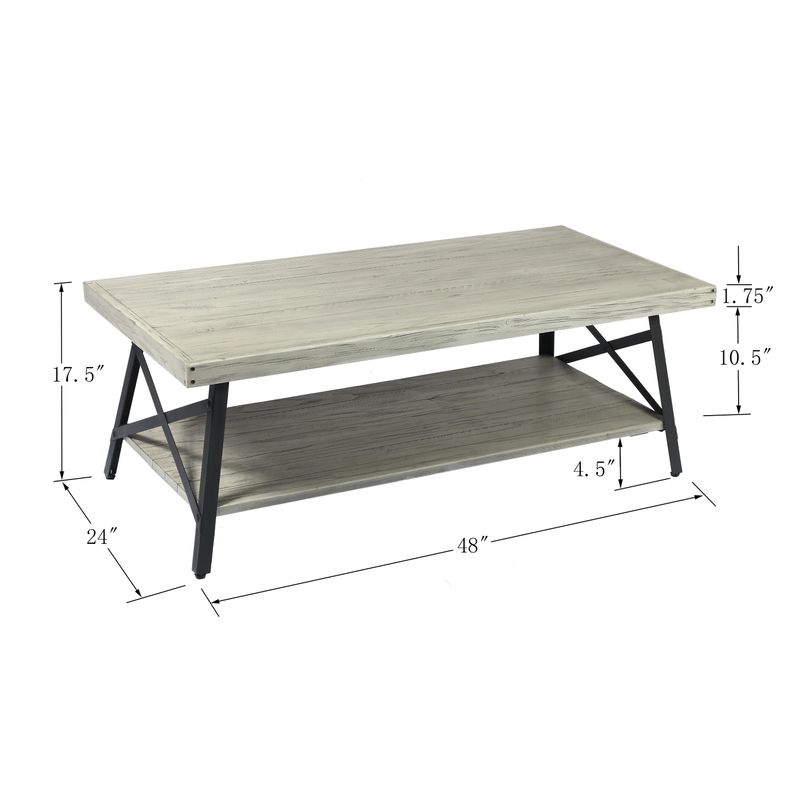 Carbon Loft Oliver Modern Rustic Wood Coffee Table - Brushed Grey