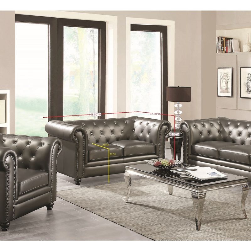 Roy Traditional Gunmetal Grey 2-piece Living Room Set