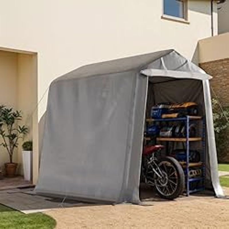 Shintenchi 6x8ft Outdoor Portable Shelter Shed, Motorcycle Garage with Roll up Zipper Door, 10ft High Outdoor Storage with UV Resistant...