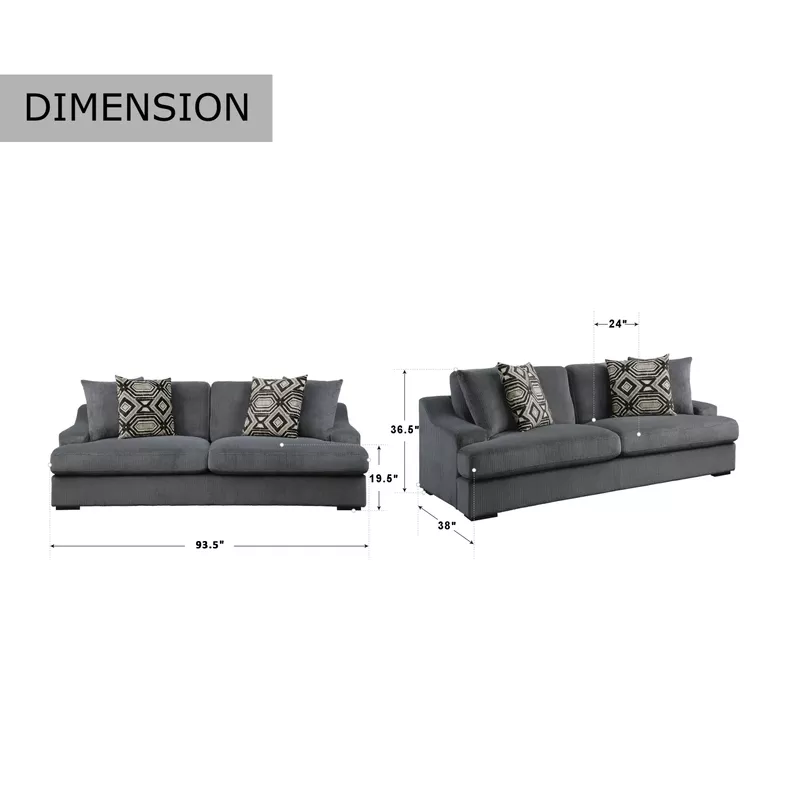 Rathdrum Living Room Sofa - Dark grey