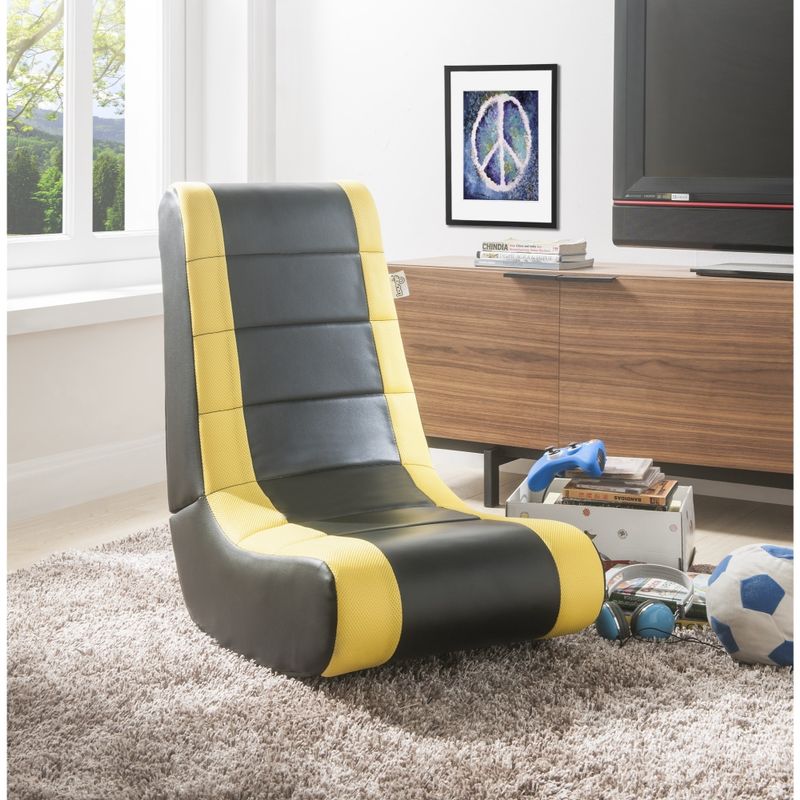 Loungie Rockme Video Gaming Rocker Chair For Kids, Teens, Adults - black/yellow