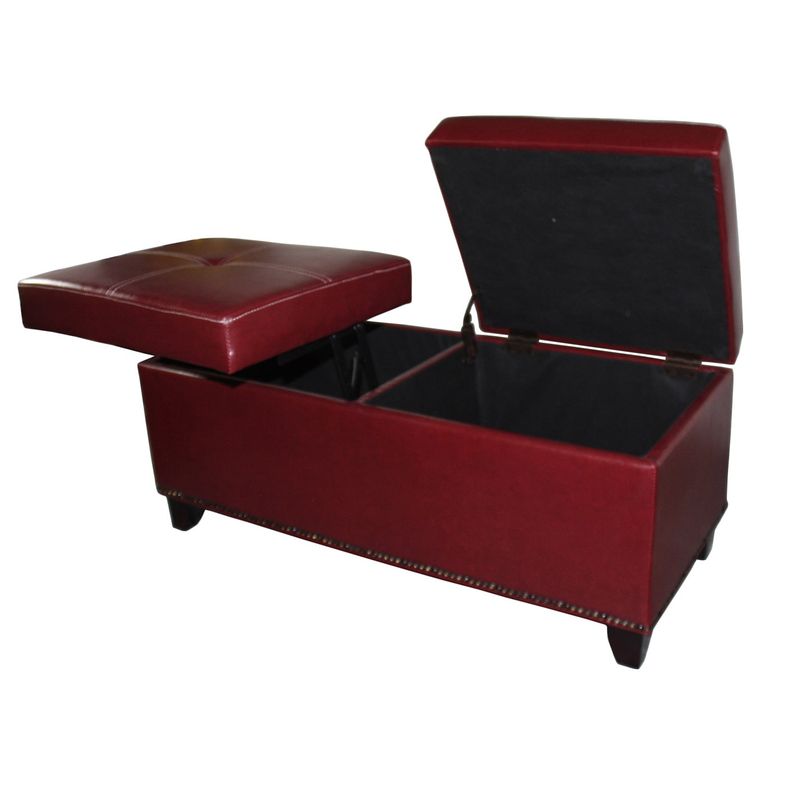 15-inch Leatherette Storage Bench and Lift Top Table - Red
