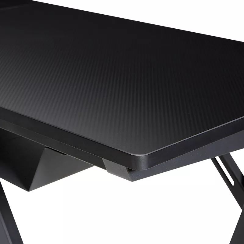 OSP Home Furnishings - Avatar Battlestation L-Shape Gaming Desk with Carbon Top and Matte Legs - Black