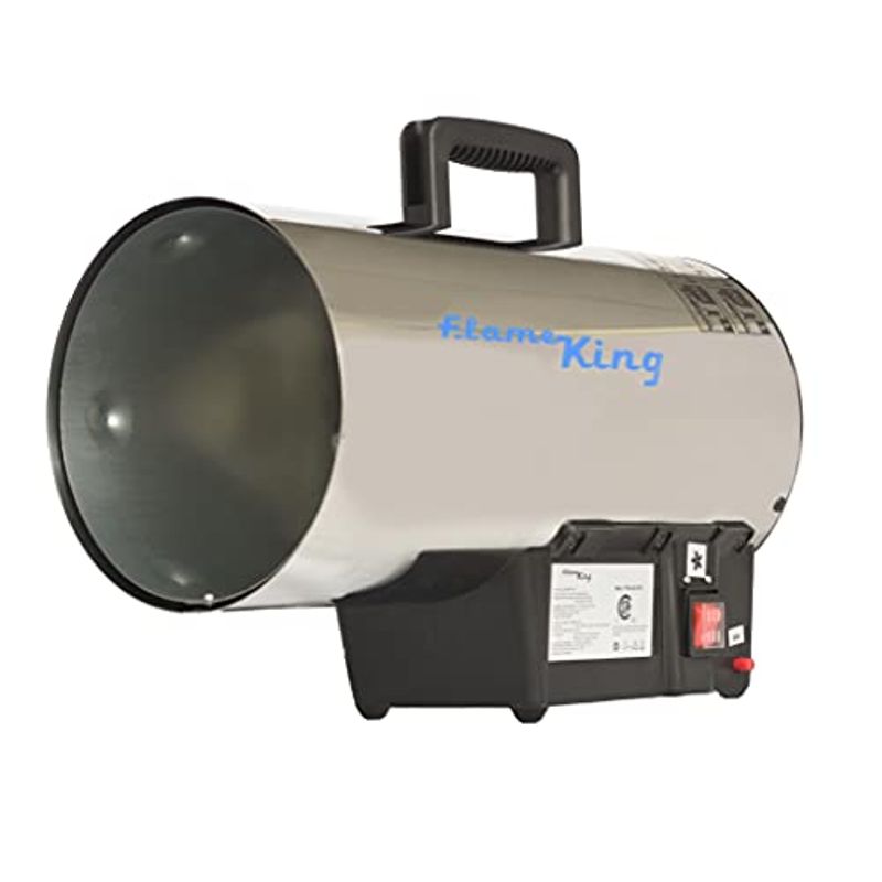 Flame King YSN-AD018 60,000 BTU Portable Propane Gas Tank Forced Air Heater Outdoor for Jobsite, Construction, Garage, Patio, Stainless...