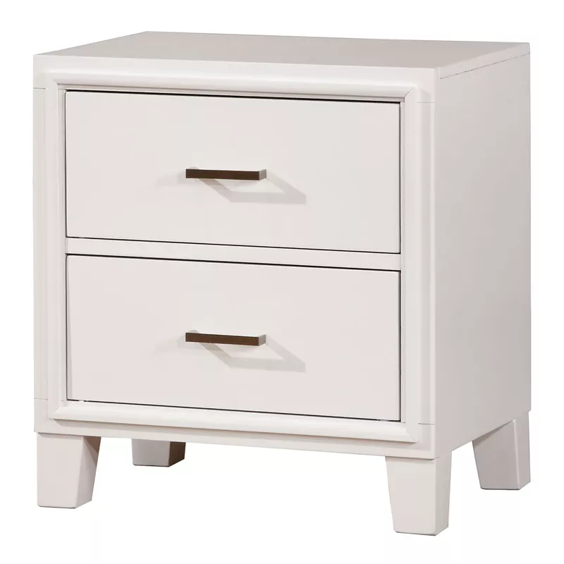 Transitional Solid Wood 2-Drawer Nightstand in White