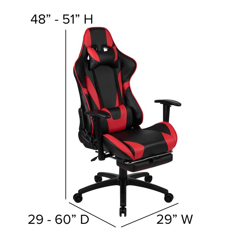 Gaming Desk & Chair Set with Cup Holder, Headphone Hook, and Monitor Stand - Red
