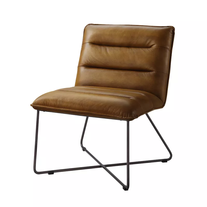 ACME Balrog Accent Chair, Saddle Brown Top Grain Leather