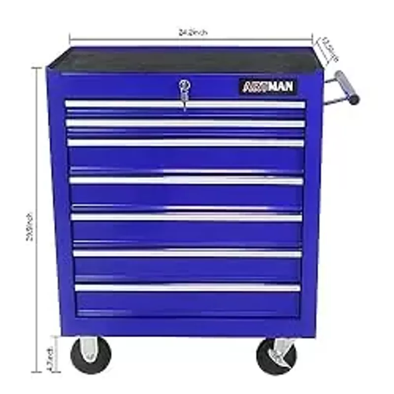 7-Drawer Rolling Tool Chest with Wheels,Tool Cabinet on Wheels with Keyed Locking,Multifunctional Tool Cart on Wheels,Tool Storage Organizer Cabinets for Garage,Warehouse, Repair Shop (Blue)