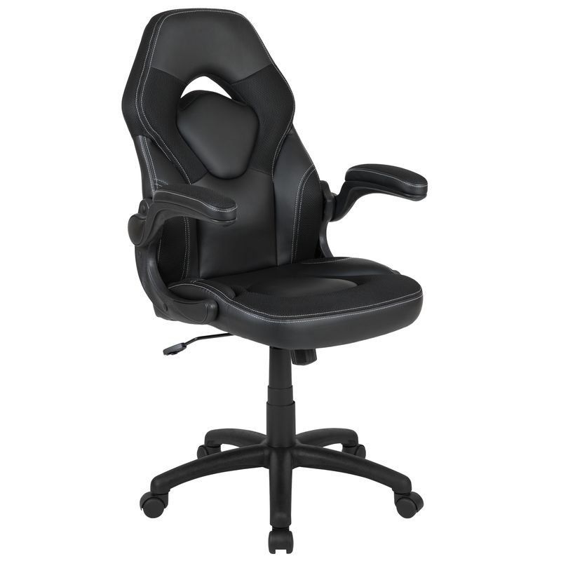 Gaming Desk and Chair Set with Cup Holder and Headphone Hook - Desk Bundle - Black