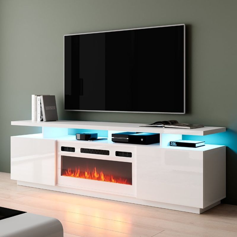 Eva-KWH Modern 71-inch Electric Fireplace TV Stand - White