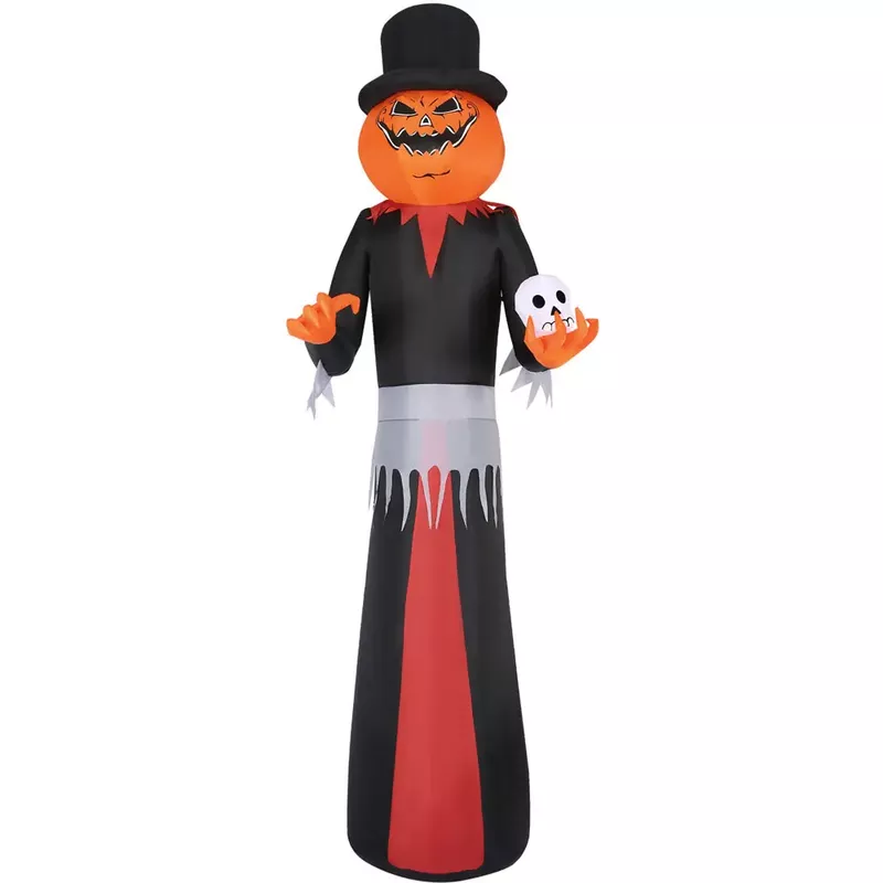 12-Ft. Tall Pre-lit Inflatable Jack-O-Lantern Man with Top Hat and Skull