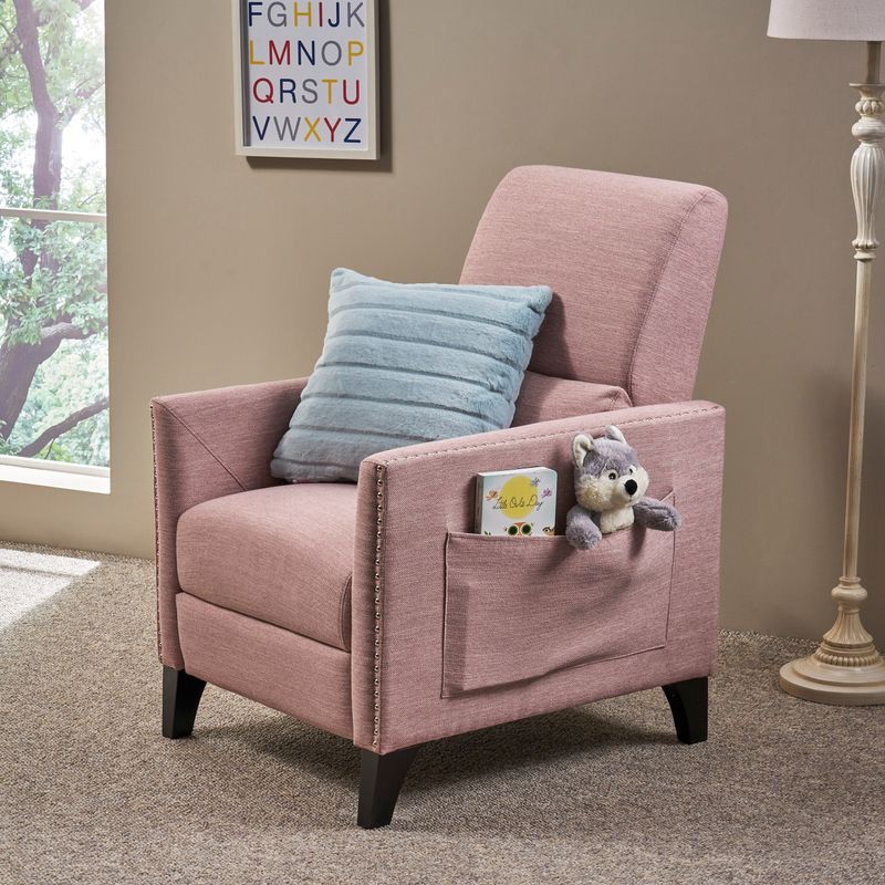 Alscot Contemporary Fabric Push Back Recliner by Christopher Knight Home - Light Gray
