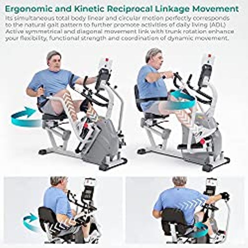Inverapy by Innova RCT2025 Recumbent Cross Trainer with Swivel Seat & Leg Harness